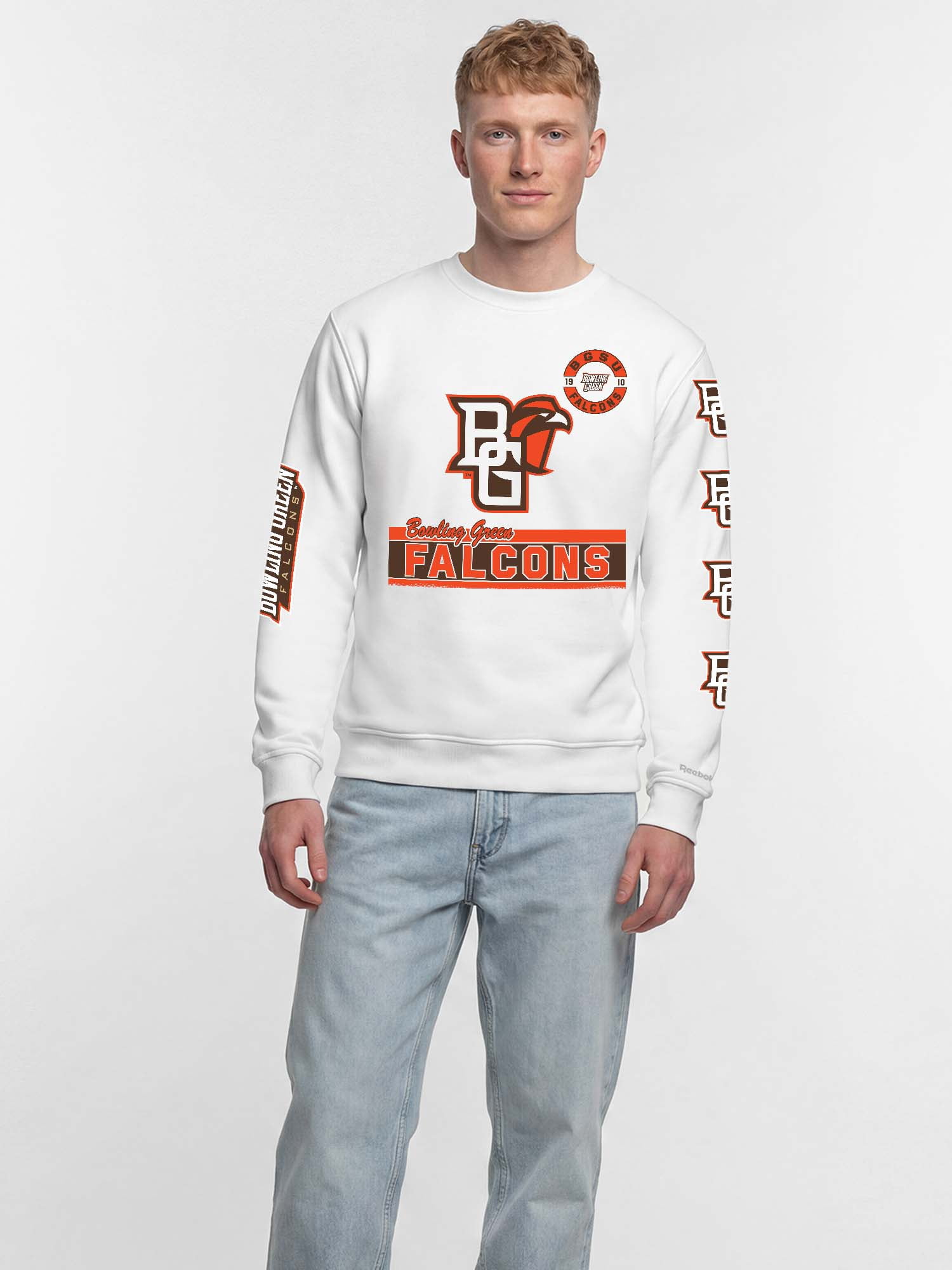Bowling Green State Falcons Reebok Mens White Crew Sweatshirt