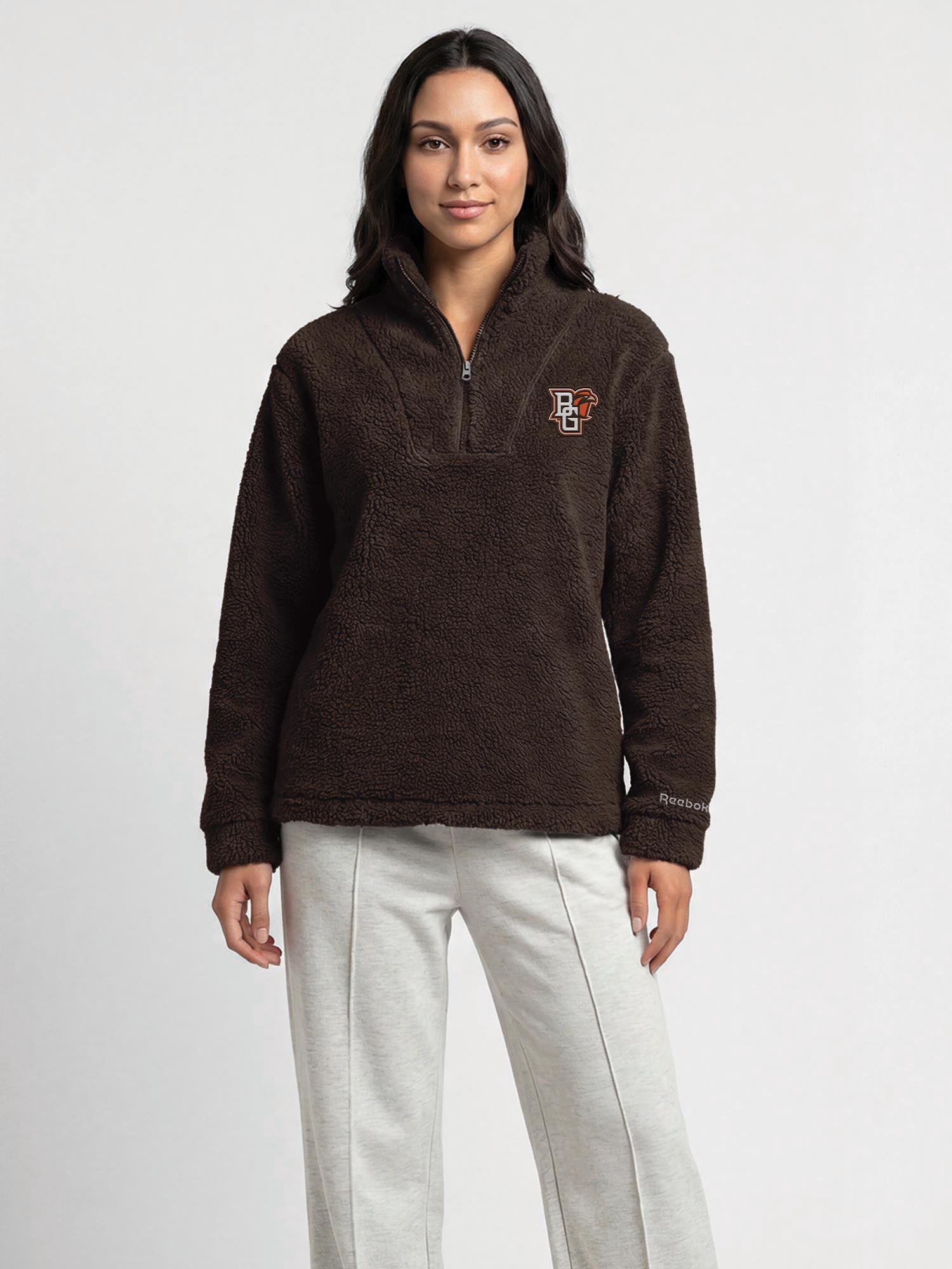 Bowling Green State Falcons Reebok Womens Relaxed Fit Qtr Zip Sherpa Pullover