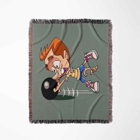Bowling Humor Finger Stuck In Ball, Woven Blanket