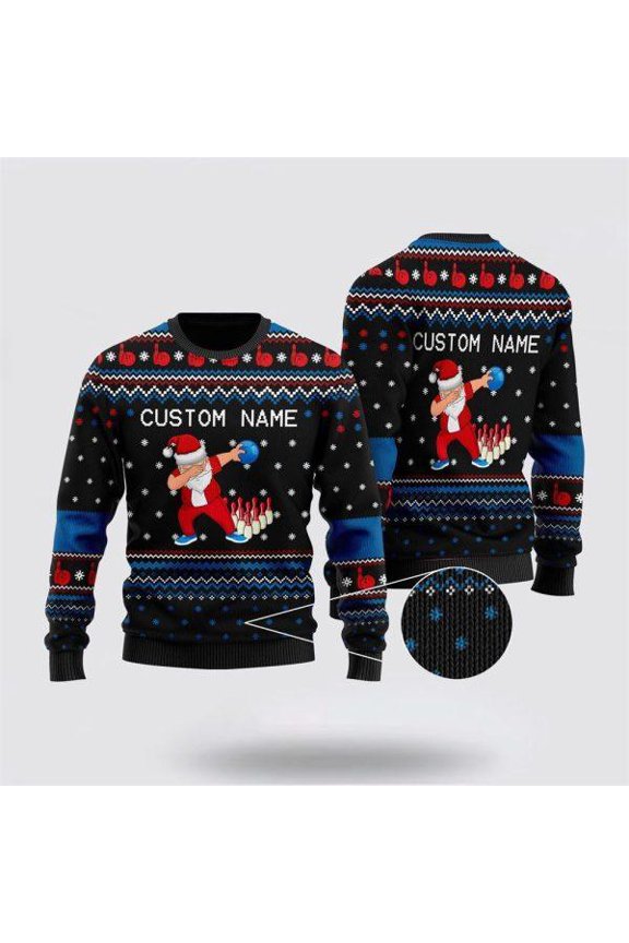Bowling Image Cool Noel Pattern Ugly Christmas Sweater – Christmas Gift For Bowling Enthusiasts