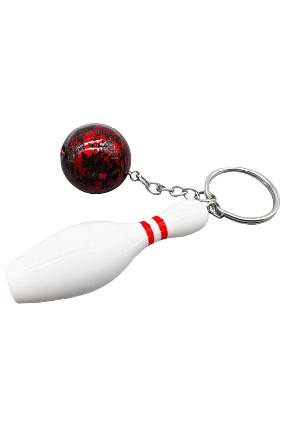 Bowling Keychain Sports Keyring Mini Ball Pin Pendant Bag Charm Accessories for Men Women Bowlers Coaches Team Gifts Party Favors,Sports Keychain Simulation Bowling(Red,)