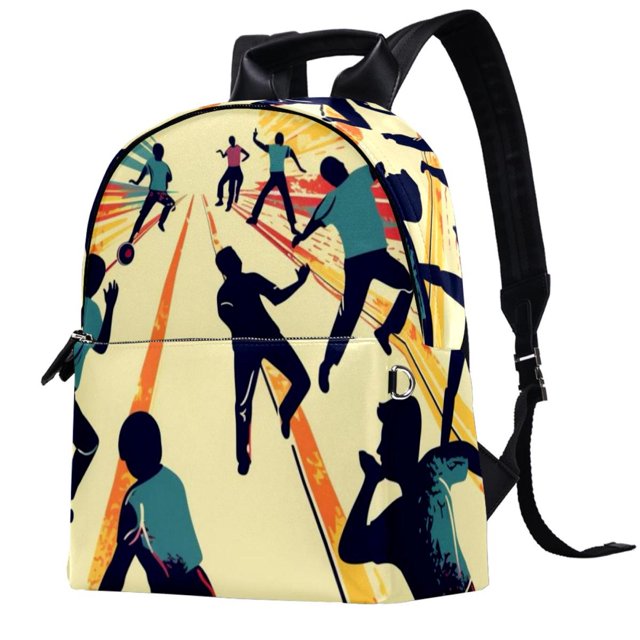 Bowling Leather Bookbag for Men Women Teens Work School Camping