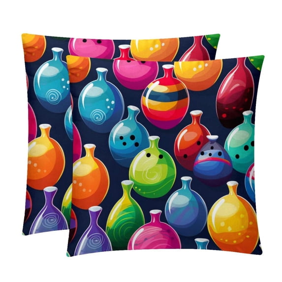 Bowling Luxurious Velvet Decorative Throw Pillow Covers - Set of 2, Unique Patterns, Available in 16x16, 18x18, and 20x20 Inches for Various Occasions