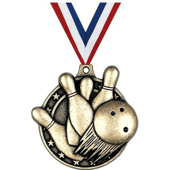 Bowling Medals, 2" Gold Diecast Bowling Medal Award 10 Pack