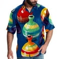 thumbnail image 1 of Bowling Men's Casual Poplin Button Down Short Sleeve Hawaiian Beach Shirt, 1 of 6