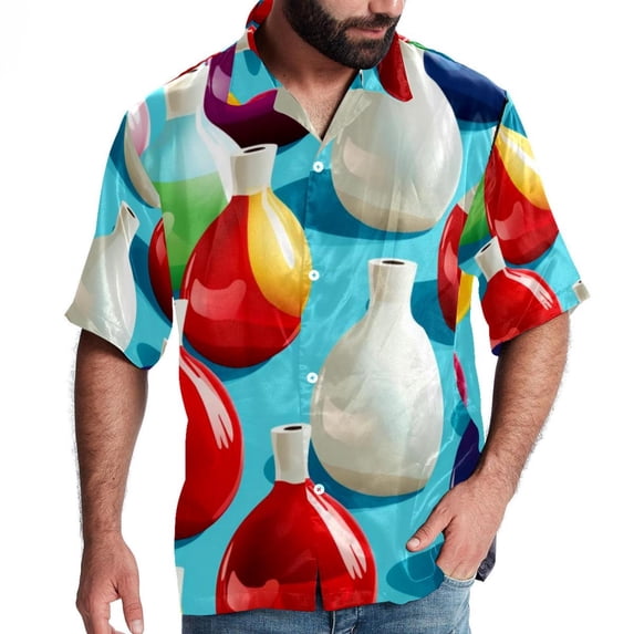 Bowling Men's Short Sleeve Beach Shirts, Casual Button Down Poplin Printed Summer Tops - Unisex
