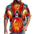 thumbnail image 1 of Bowling Men's Short Sleeve Beach Shirts, Casual Printed Button Down, Summer Unisex Spread Collar Tops, 1 of 6