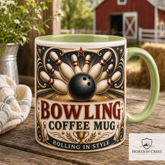 Bowling Mug Vintage Style Coffee Cup for Bowlers, League Players, and Gift Giving