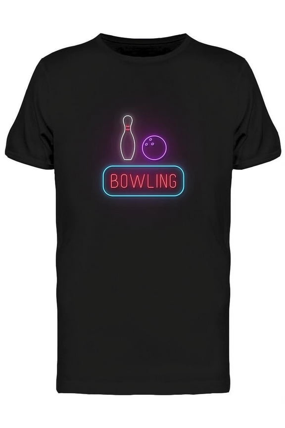 Bowling Neon Sign T-Shirt Men -Image by Shutterstock, Male Medium