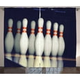 thumbnail image 1 of Ambesonne Bowling Party Curtains 2 Panel Set, Pins on Alley, 108" x 63", Dark Blue White Red, 1 of 3