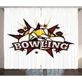 thumbnail image 1 of Ambesonne Bowling Curtains 2 Panel Set, Cartoon Retro Crash, 108" x 84", Ruby White Yellow, 1 of 3