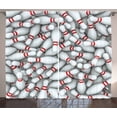 thumbnail image 1 of Ambesonne Bowling Party Curtains 2 Panel Set, Vivid Pins Pile, 108" x 84", Red and White, 1 of 3