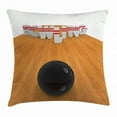 thumbnail image 1 of Bowling Party Decorations Throw Pillow Cushion Cover, Bowling Alley with Skittles and Ball in Position, Decorative Square Accent Pillow Case, 16 X 16 Inches, Light Brown Black White, by Ambesonne, 1 of 2
