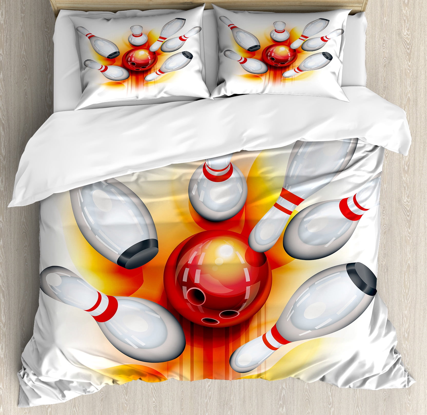 Pattern Print Bowling Duvet Cover Bedding Set