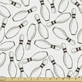 thumbnail image 1 of Ambesonne Bowling Party Fabric by the Yard Upholstery, Hobby Sketchy, 10 Yards, Dark Brown White, 1 of 4