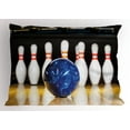 thumbnail image 1 of Bowling Party Pillow Sham Blue Abstract Ball on the Lane Pins Close Up View Sports Leisure Time Game, Decorative Standard King Size Printed Pillowcase, 36 X 20 Inches, Multicolor, by Ambesonne, 1 of 2