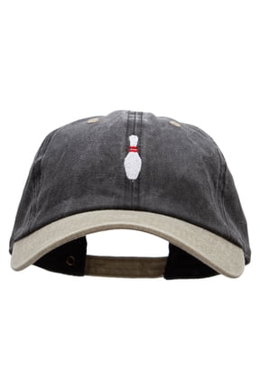 Bowling Pin Embroidered Pigment Dyed Wash Caps - Black Khaki OSFM