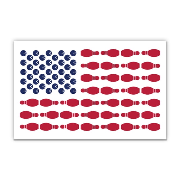 Bowling Pins American Flag - 3" Vinyl Sticker - For Car Laptop Water Bottle Phone - Waterproof Decal