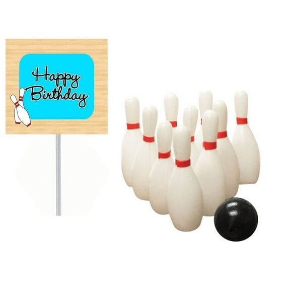 Bowling Pins Ball Banner Cake Decoration Topper Ki