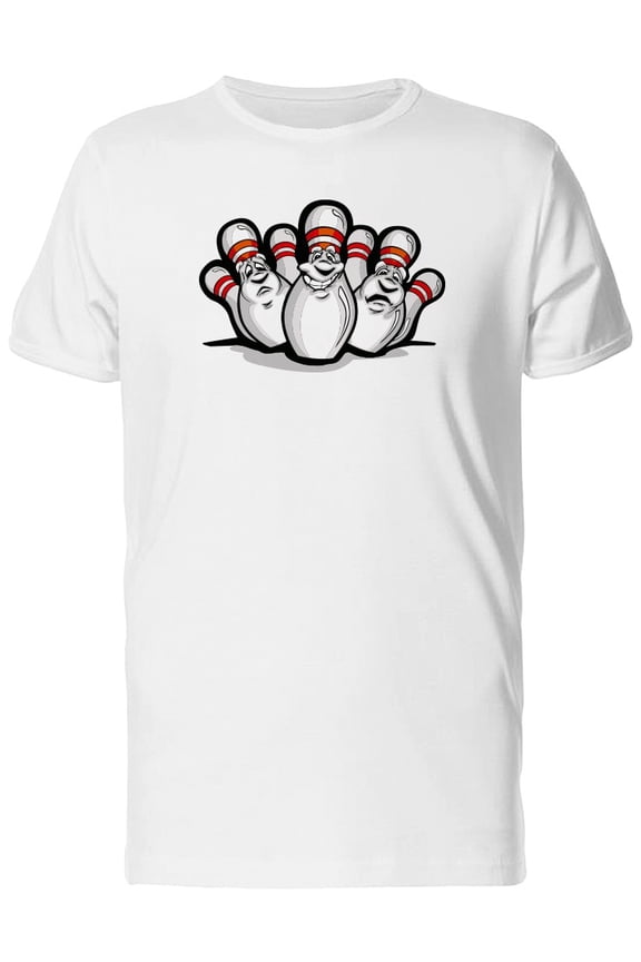Bowling Pins Cartoon T-Shirt Men -Image by Shutterstock, Male Small