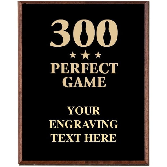 Bowling Plaques, Custom Engraved Bowling 300 Perfect Game Trophy Plaque Award, Great Customizable Bowling Team Gift