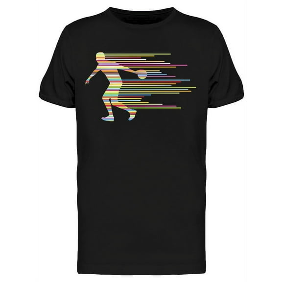 Bowling Player Stripe Silhouette T-Shirt Men -Image by Shutterstock, Male Small