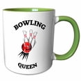 thumbnail image 1 of 3drose, Bowling Queen Funny Bowl Hobby Sport, 11oz Two-tone Green Mug, 1 of 6