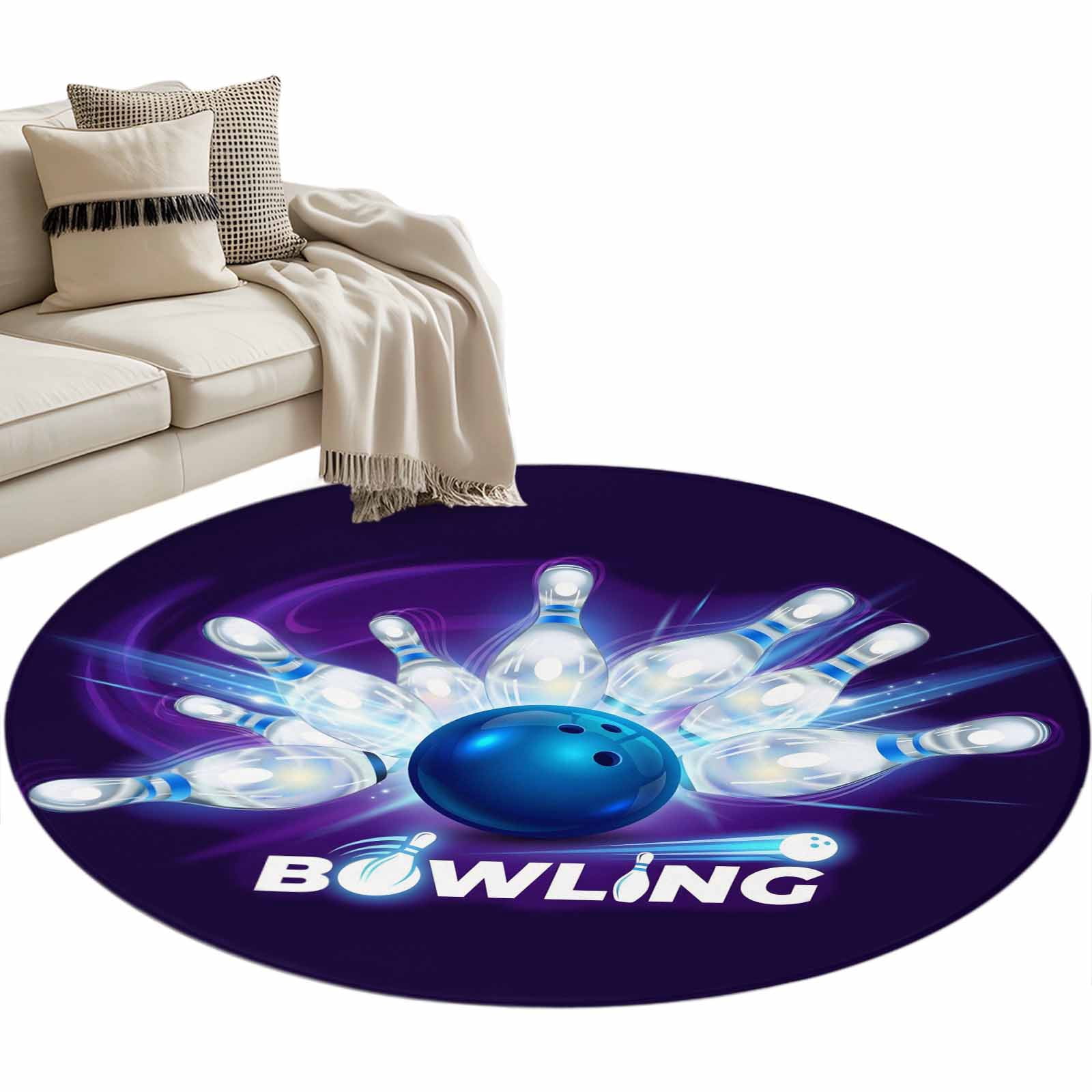 Rinkle Rugs Bowling Round Rug 4ft Washable Circle Entryway Rugs Non Slip Modern ...