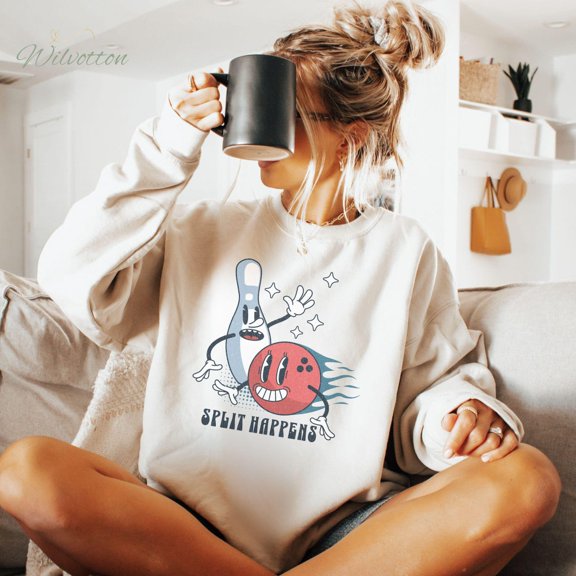 Bowling Shirt, Split Happens Bowling Season Sweatshirt, for Competitive Bowler Lover, Bowling Team shirt, Bowling Day Tshirt All Size S-5XL