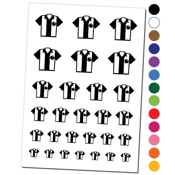 Bowling Shirt Striped Retro Style Water Resistant Temporary Tattoo Set Fake Body Art Collection - Purple