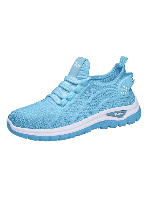 Bowling Shoes Women Wide Width Lightweight Breathable Running Shoes Workout Non Slip Work Air-Cushion Arch Support Tennis Shoe Blue 36