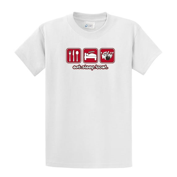 Bowling Short Sleeve T-shirt Eat Sleep Bowl-White-large