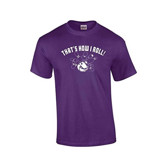 Bowling Short Sleeve T-shirt That's How I Roll-Purple-XL