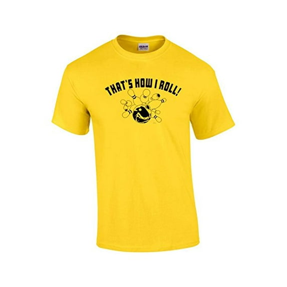 Bowling Short Sleeve T-shirt That's How I Roll-yellow-4xl