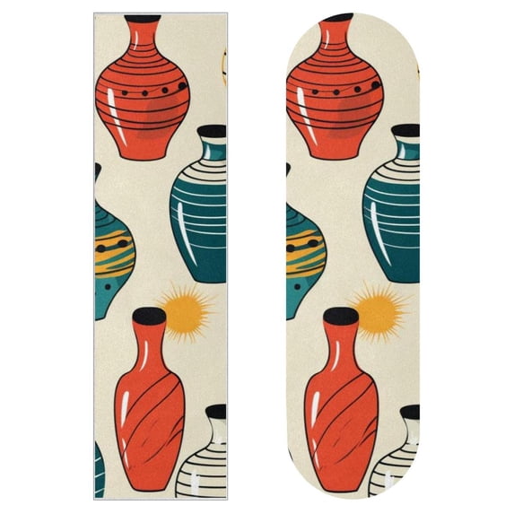 Bowling Skateboard Stickers Pack of Two, Emery Surface PVC Back, 8.8x32.6in/22.4x83cm-Length Design Decals Kit for Skateboard Decoration