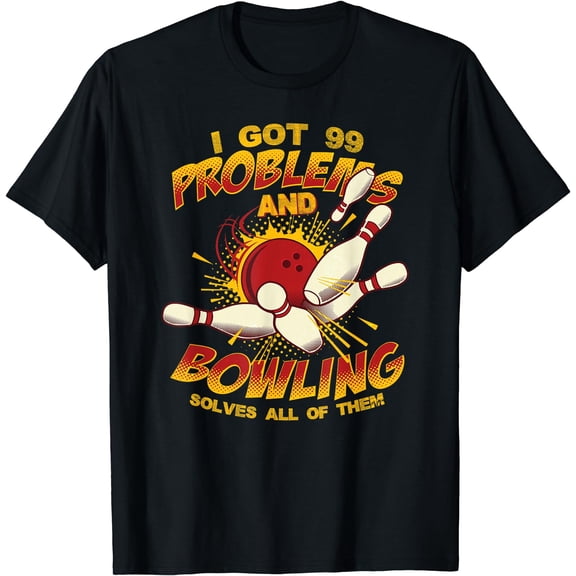 Bowling Solve Problems Funny Retro Bowler Bowling Team T-Shirt