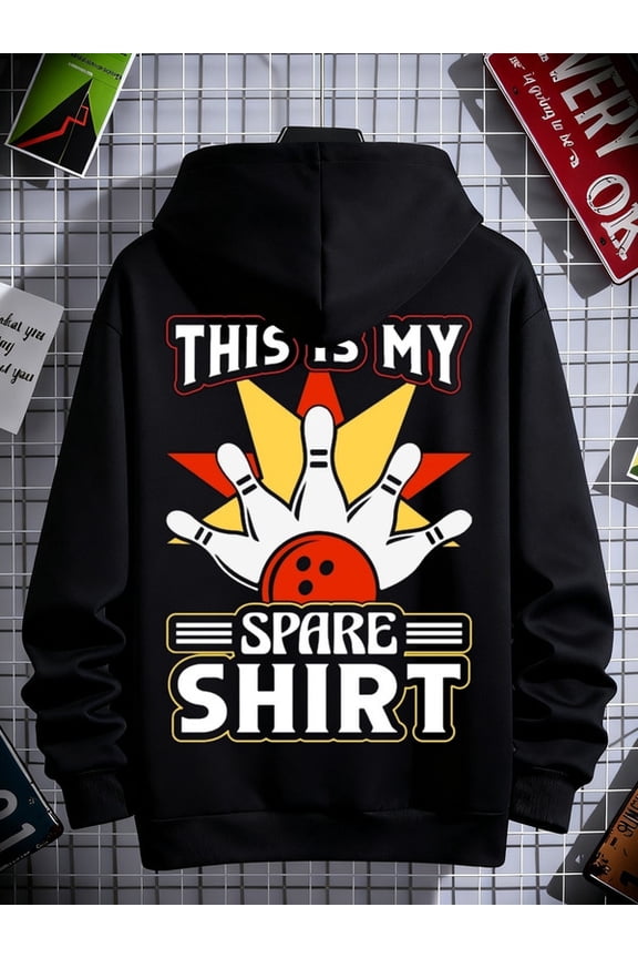 Bowling Spare Shirt hoodies games men's polyester black Regular Fit, Everyday Comfort, Comfortable Casualwear, Urban Style, casual winter spring joy merch Original Unisex hoodie