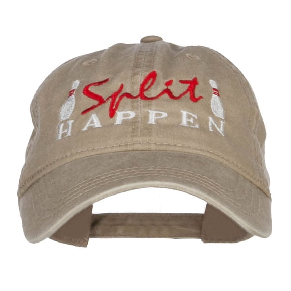 Bowling Split Happen Embroidered Washed Cap - Khaki OSFM
