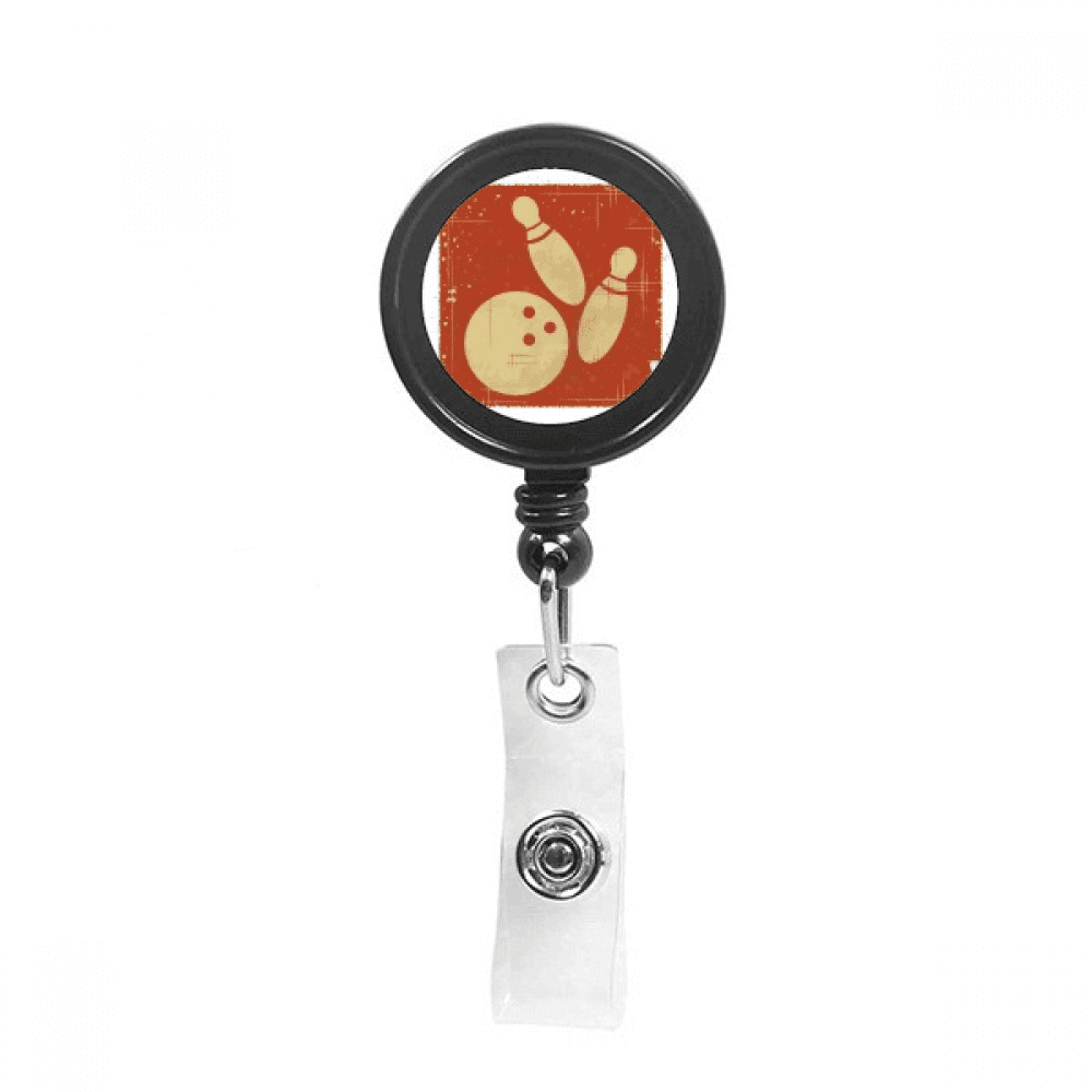 Bowling Sport Illustration Red Pattern Retractable Keychain Badge Holder ID Badge