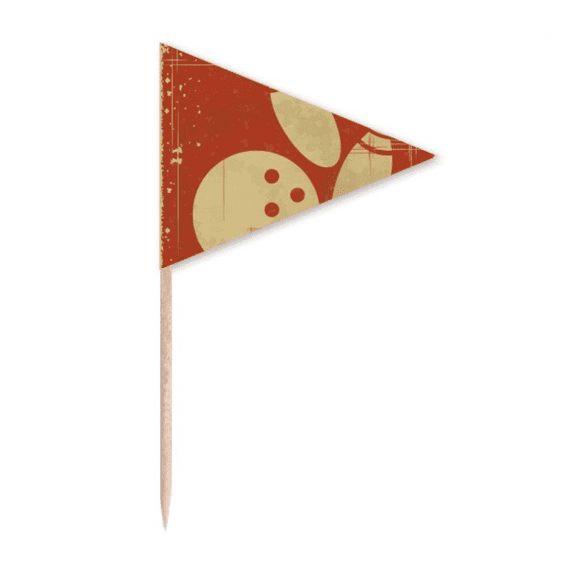 Bowling Sport Illustration Red Pattern Toothpick Triangle Cupcake Toppers Flag