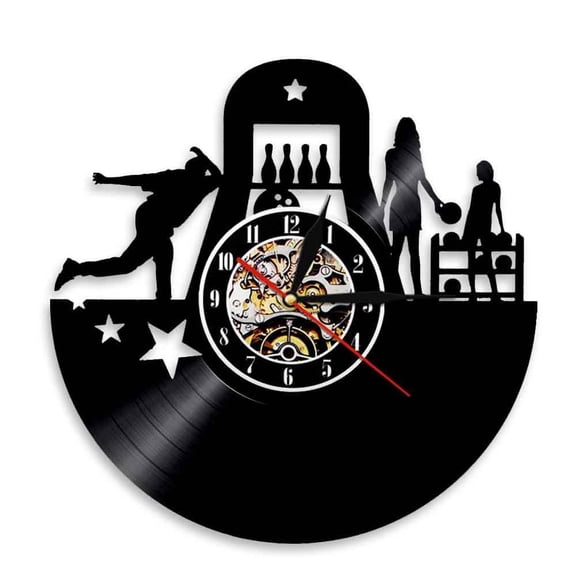 Bowling Sports Wall Clock Bowling Club Wall Decor Vinyl Art Vinyl Record Clock Personalized Bowlers Clock Bowling Lovers Gift Without LED