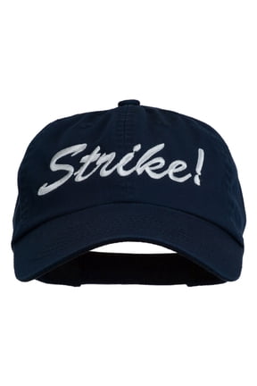 Bowling Strike Embroidered Low Profile Washed Cap - Navy OSFM