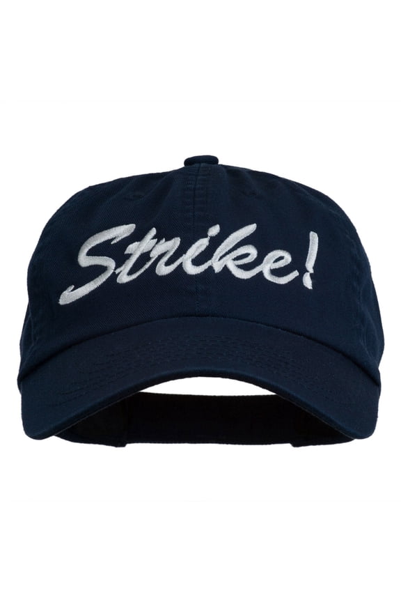 Bowling Strike Embroidered Low Profile Washed Cap - Navy OSFM