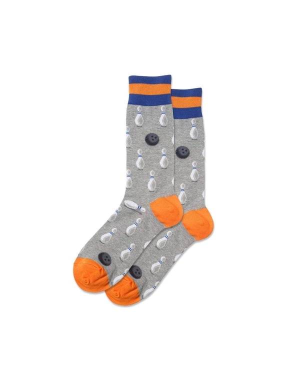 Bowling Stripe Grey Heather Mens Crew Socks
