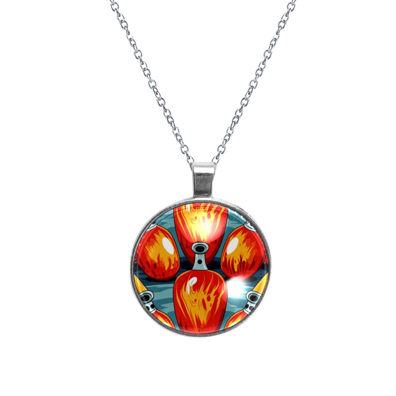 Bowling Stunning Glass Circular Pendant Necklace - Women's Necklaces ...