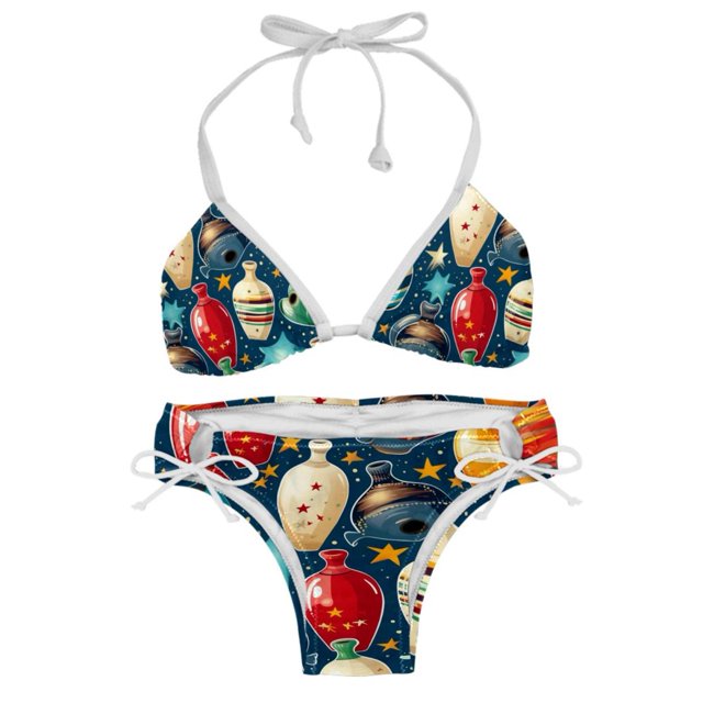 Bowling Swim Suit Women Bikini Set, Detachable Sponge, Adjustable Strap