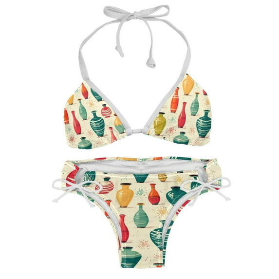 Bowling Swim Wear Bikini Set with Detachable Sponge & Adjustable Strap, Two-Pack for Versatile Swimming Suit Styles