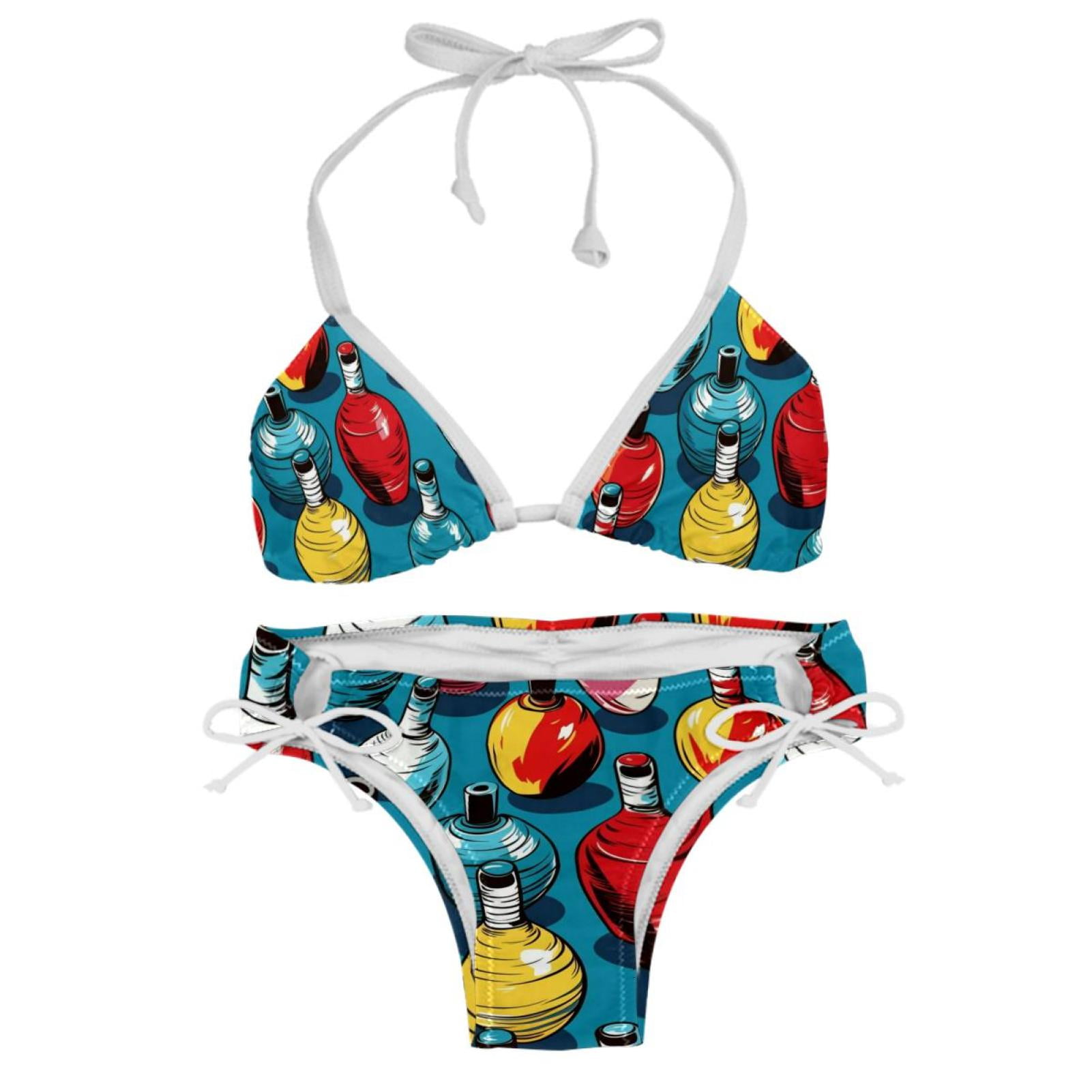 Bowling Swim Wear Bikini Set with Detachable Sponge & Adjustable Strap