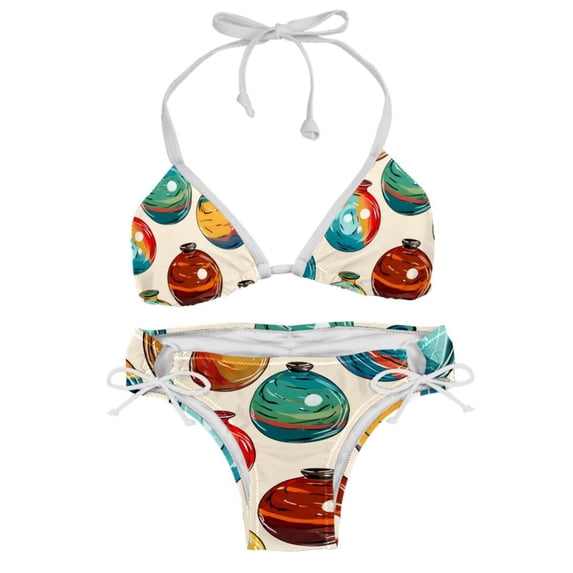 Bowling Swimsuit Women Bikini Sets, Detachable Sponge Adjustable Strap Swim Suits, Two-Pack- Beachwear Pool Party Summer Vacation