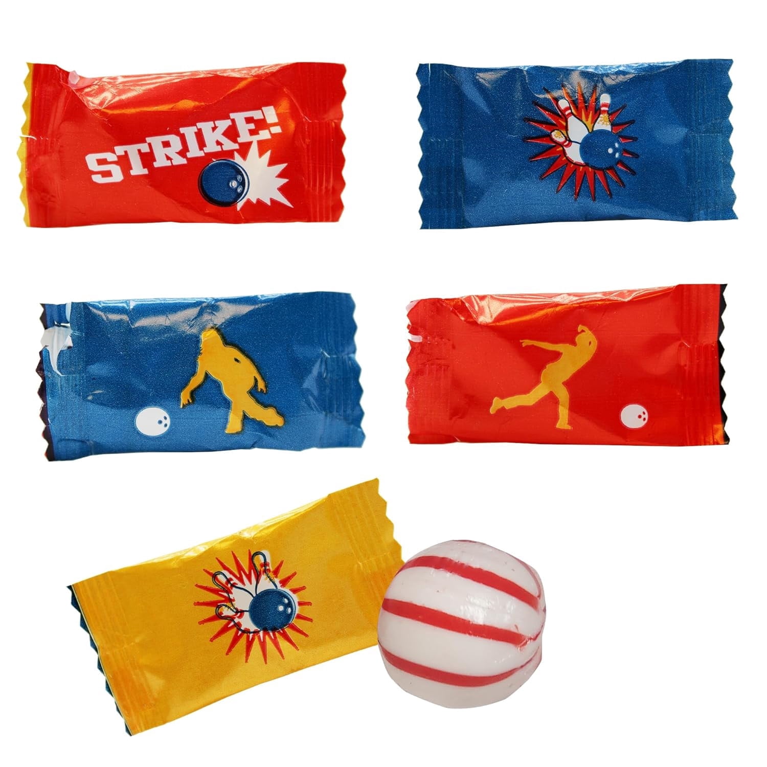 Bowling Themed Peppermint - 100 Individually Wrapped Mints with Fun ...